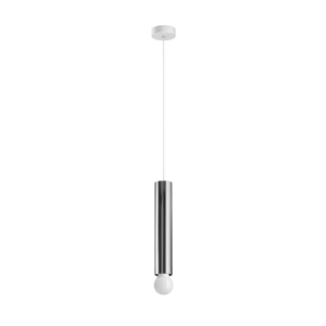 Lampada a sospensione cilindro cromo h30 e27 birba linea light