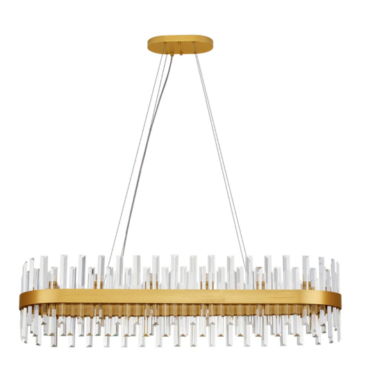 Lampadario moderno ovale finitura oro  con cristalli