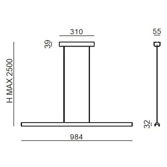 Lampadario moderno led 28w 3000k lineal light halfpipe 2 bianco