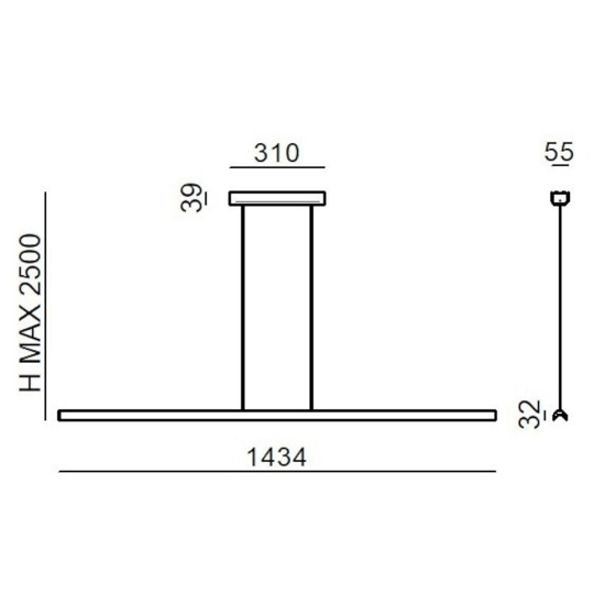 Lampadario moderno led 42w 3000k linea light halfpipe bianco