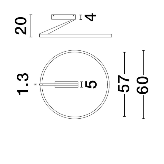 Plafoniera cerchio nera led 35w 2700k 3000k 4000k design moderna