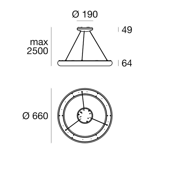 Polo linea light lampadario cerchio led moderno dimmerabile dali