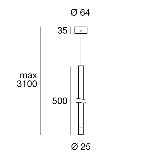 Lampada pendente cilindro bianco led 3000k linea light puccini h50cm