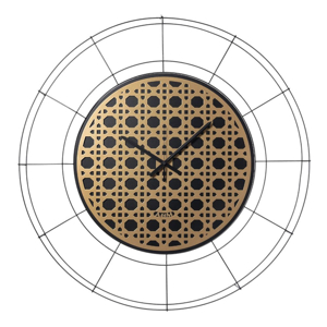 Orologio rotondo da parete moderno design geometrico nero e oro 90cm