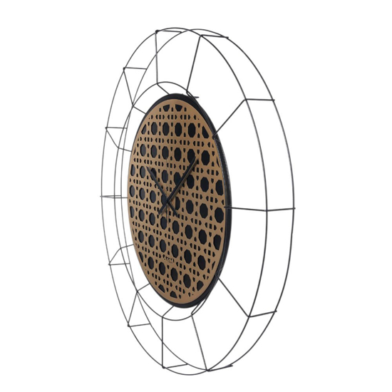 Orologio rotondo da parete moderno design geometrico nero e oro 90cm