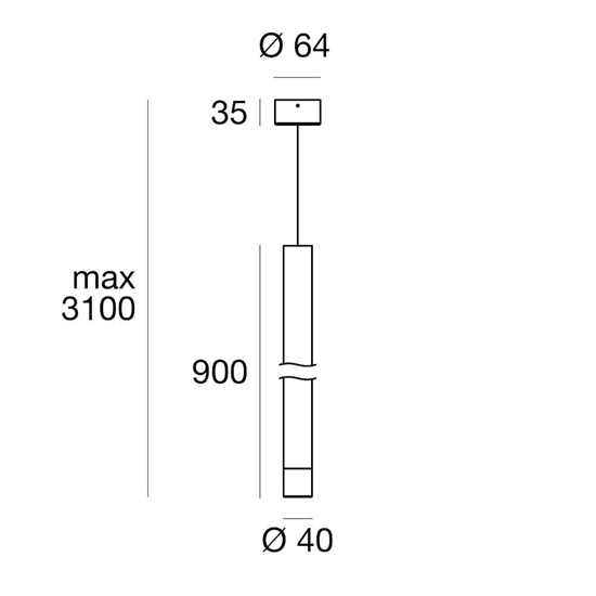 Lampada a sospensione nera cilindro led 3000k linea light puccini