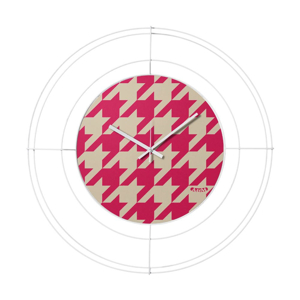 Orologio rotondo da parete bianco e magenta design geometrico