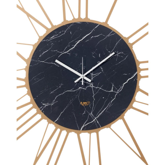 Orologio moderno a parete oro effetto marmo nero rotondo 90cm