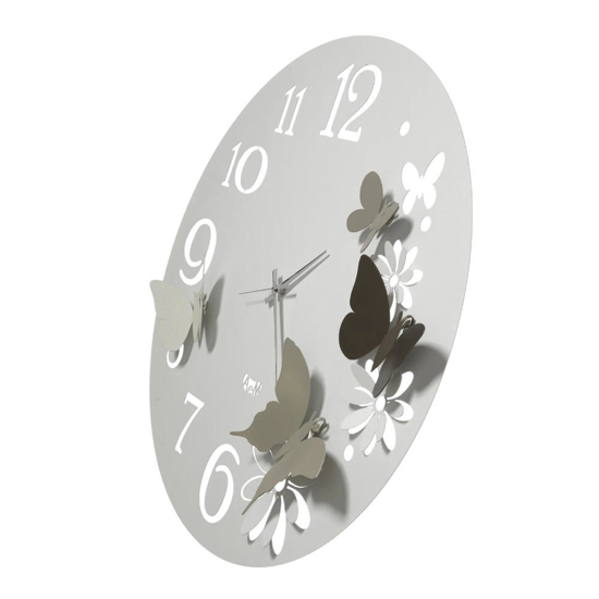 Orologio bianco da parete rotondo design farfalle