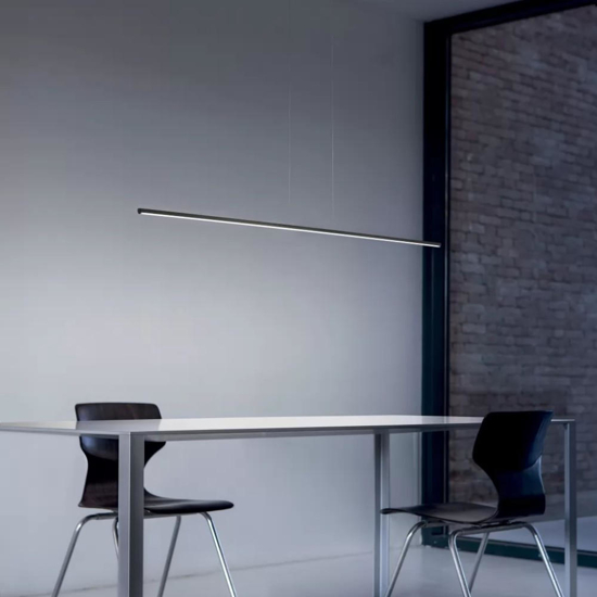 Linea light straight lampadario moderno led lineare nero 102cm