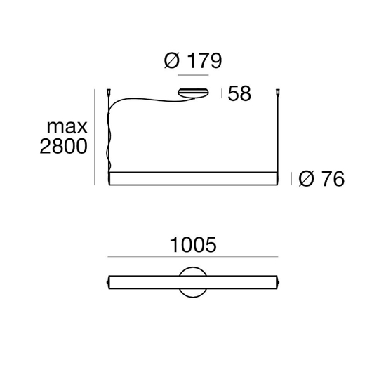 Lampadario moderno linea light tu-0 led 3000k tubolare