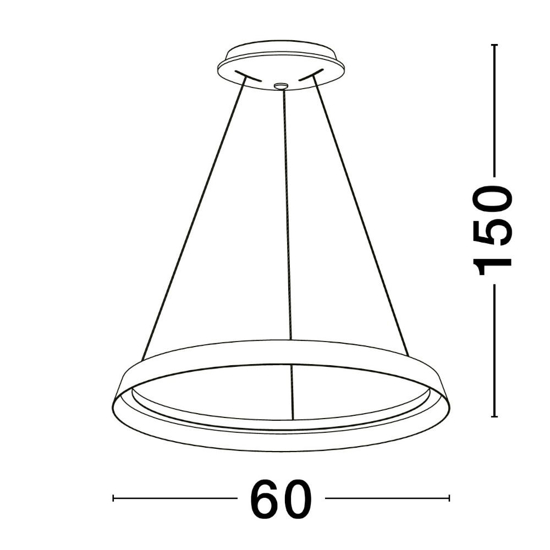 Lampadario cerchio bianco 60cm led 52w 2700k 3000k dimmerabile