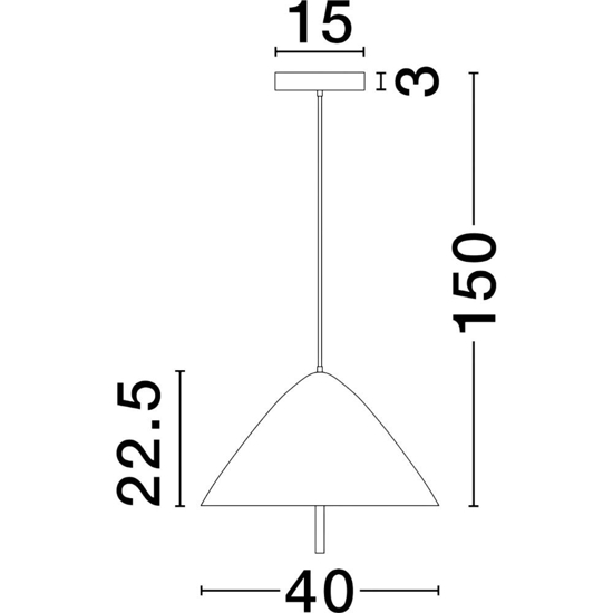 Lampadario cono nero led 17w 3000k per cucina