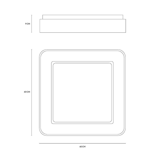 Inner-s plafoniera 60 nera quadrata 50w 3000k 4000k dimmerabile vivida