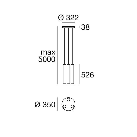 Lampadario a sospensione multipla 3 cilindri led linea light tu-v