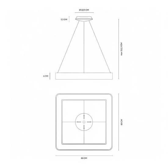 Lampadario a sospensione vivida inner-s 80 nero led 80w 3000k 4000k dimmerabile