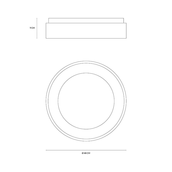 Inner-r plafoniera 48 rotonda nera led 40w 3000k 4000k dimmerabile vivida