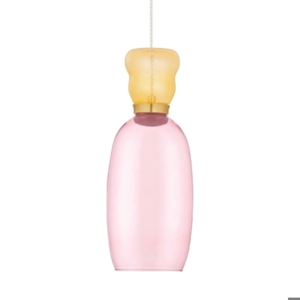 Lampada a sospensione vetro giallo rosa moderna led 9w 3000k