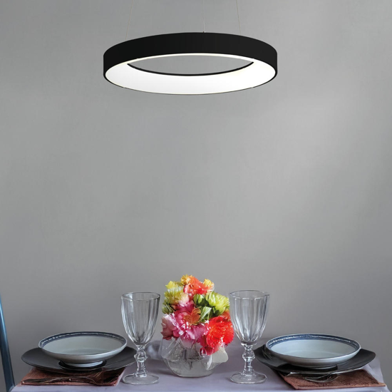 Lampadario nero a sospensione vivida inner-r 60 led 50w 3000k 4000k dimmerabile