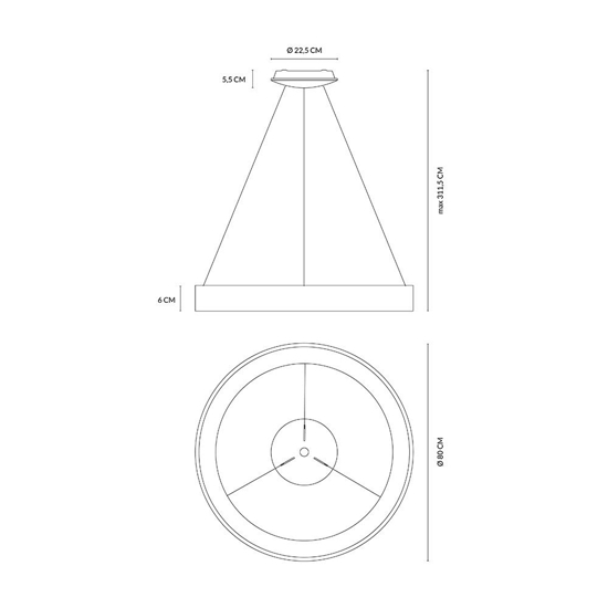 Lampadario vivida a sospensione inner-r 80 bianco led 80w 3000k 4000k dimmerabile