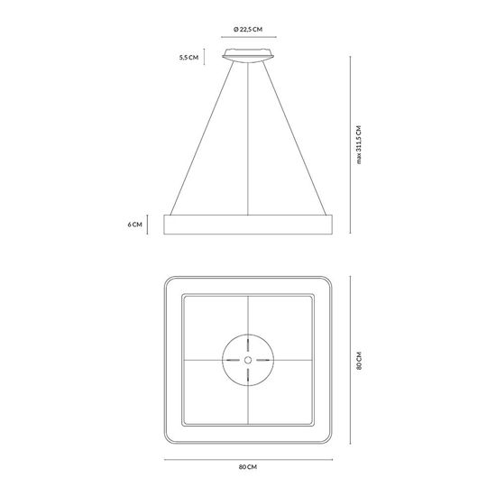 Lampadario inner-s 80 sabbia a sospensione led 80w 3000k 4000k dimmerabile vivida