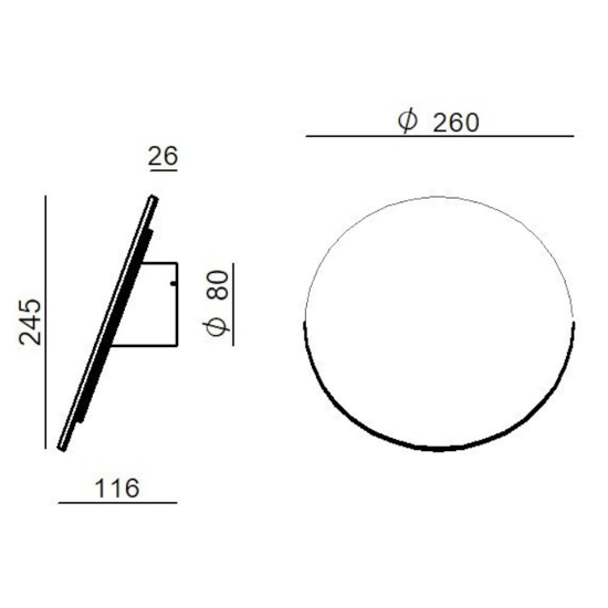 Applique moderna led 19w nero linea light gemini w2