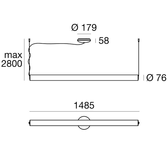 Lampadario moderno led 3000k linea light tu-0 148cm