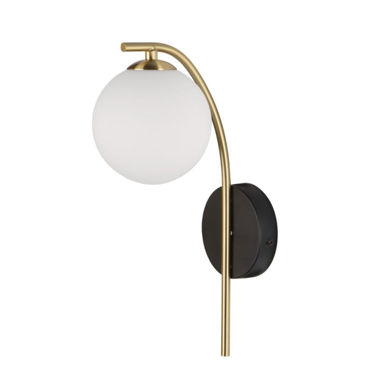 Applique nero oro sfera di vetro bianco stile contemporaneo