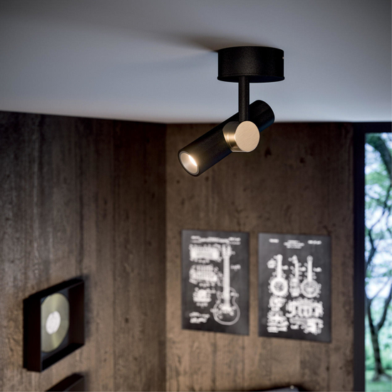 Linea light goose faretto da soffitto nero e oro led 3000k