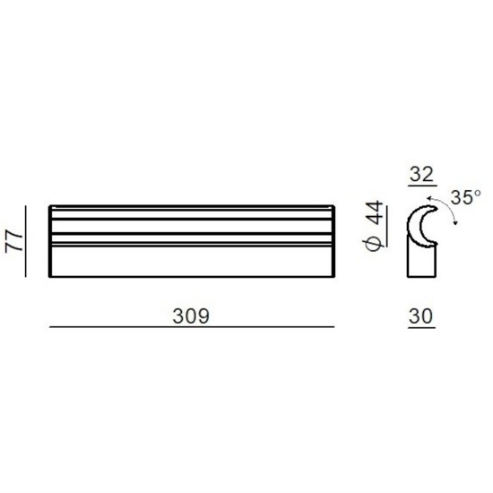 Applique led 3000k ip44 linea light halfpipe 2 bianca orientabile