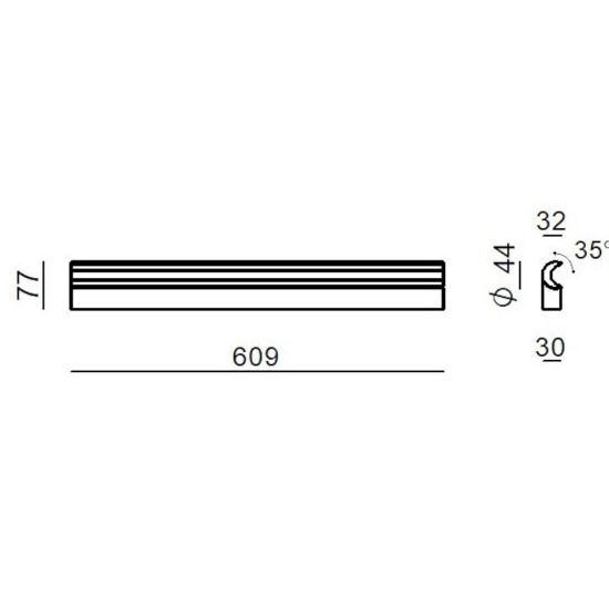 Applique moderna led 3000k linea light halfpipe 2 cromo 60cm