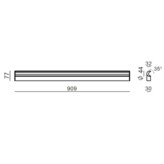 Applique moderna linea light halfpipe 2 led 3000k 60cm bianco