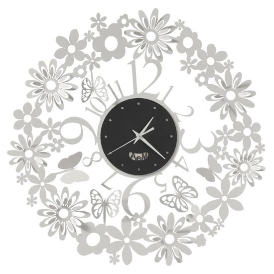 Orologio da parete bianco e nero design farfalle rotondo 50cm