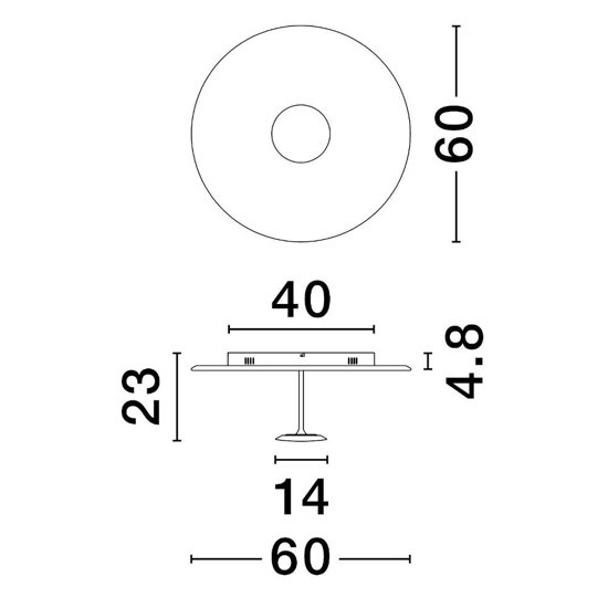 Plafoniera nina led 30w 3000k dimmerabile bianca moderna