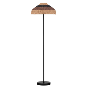 Lampada da terra in rattan stelo nero