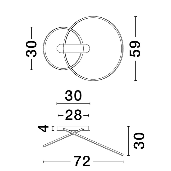 Plafoniera kiki moderna led 42w 3000k dimmerabile cerchi bianca