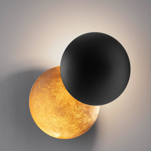 Applique led sole doppio disco nero foglia oro orientabile