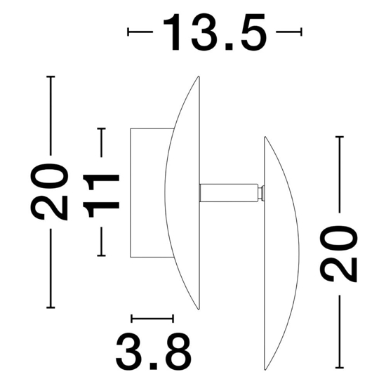 Applique led sole doppio disco nero foglia oro orientabile