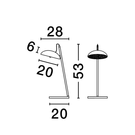 Lampada da tavolo flu nera moderna led 3000k dimmerabile