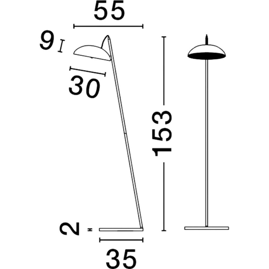 Lampada da terra flut foglia oro moderna led dimmerabile