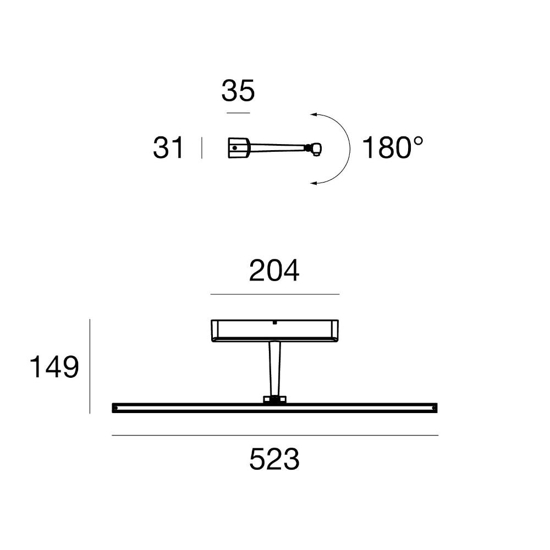 Applique led 2700k bianca sottile linea light straight 52cm