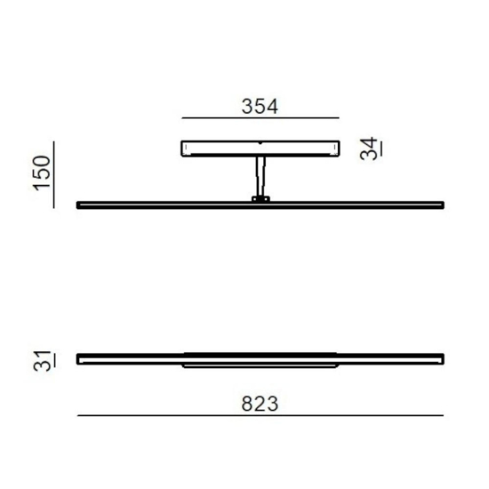 Linea light straight applique specchio da bagno 82cm led 2700k