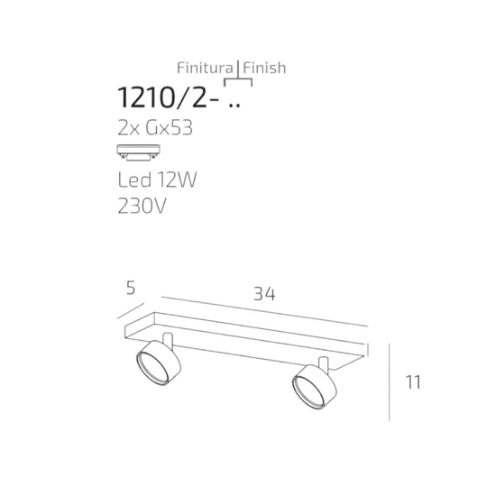 Plafoniera moderna toplight con due luci orientabili sabbia