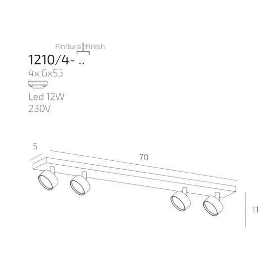 Plafoniera moderna bianca 4 luci per cucina toplight