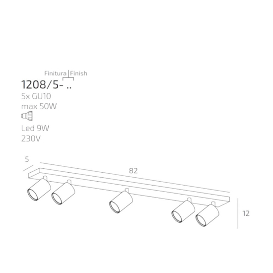 Plafoniera moderna toplight bianca binario led 5 luci orientabili