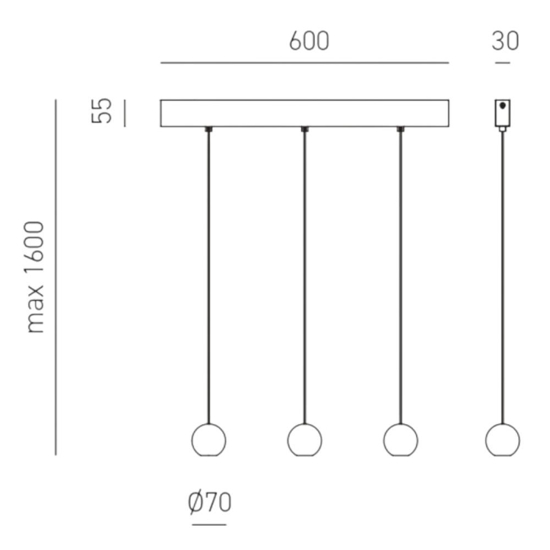 Lampadario da cucina 3 luci sfere led 3000k guya bianco gea luce