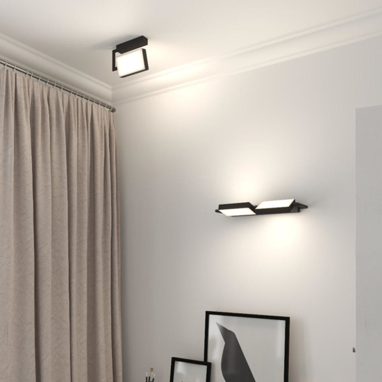 Applique toplight 2 luci orientabili nera led 38w 3000k 4000k