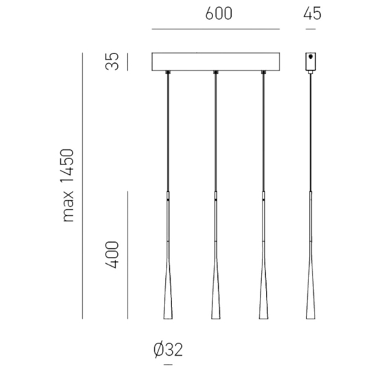 Lampada a sospensione led 16w 3000k nero dafne gea luce