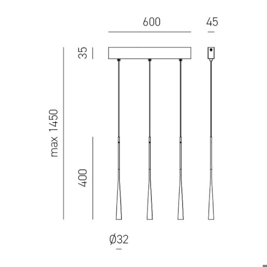 Lampada a sospensione tre luci led dafne gea luce 3000k oro da tavolo