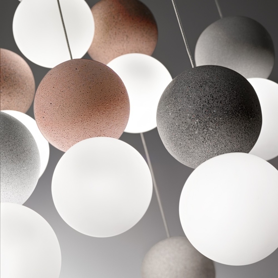 Lampada a sospensione gea luce sfera cemento grigio scuro